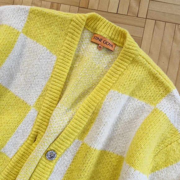Stine goya yellow checker cardigan - Picture 3 of 8